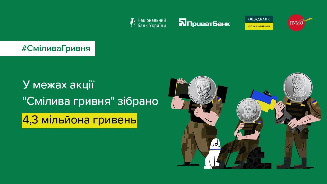 «Смілива гривня»: українці зібрали монетами 4,3 млн грн на ЗСУ