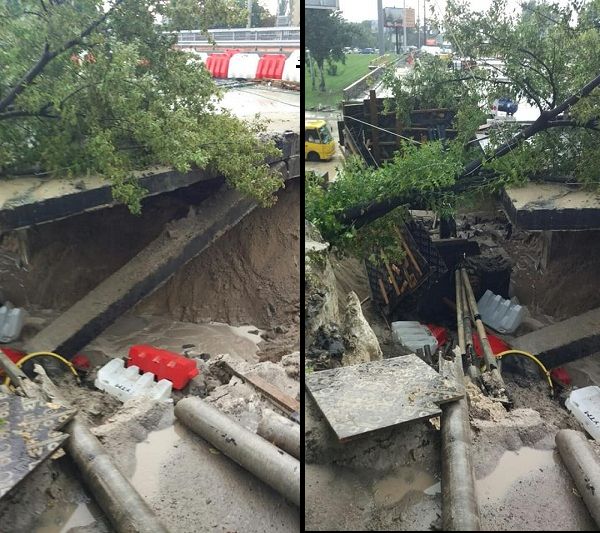 У Києві на Дорогожичах обвалився шляхопровід (фото)