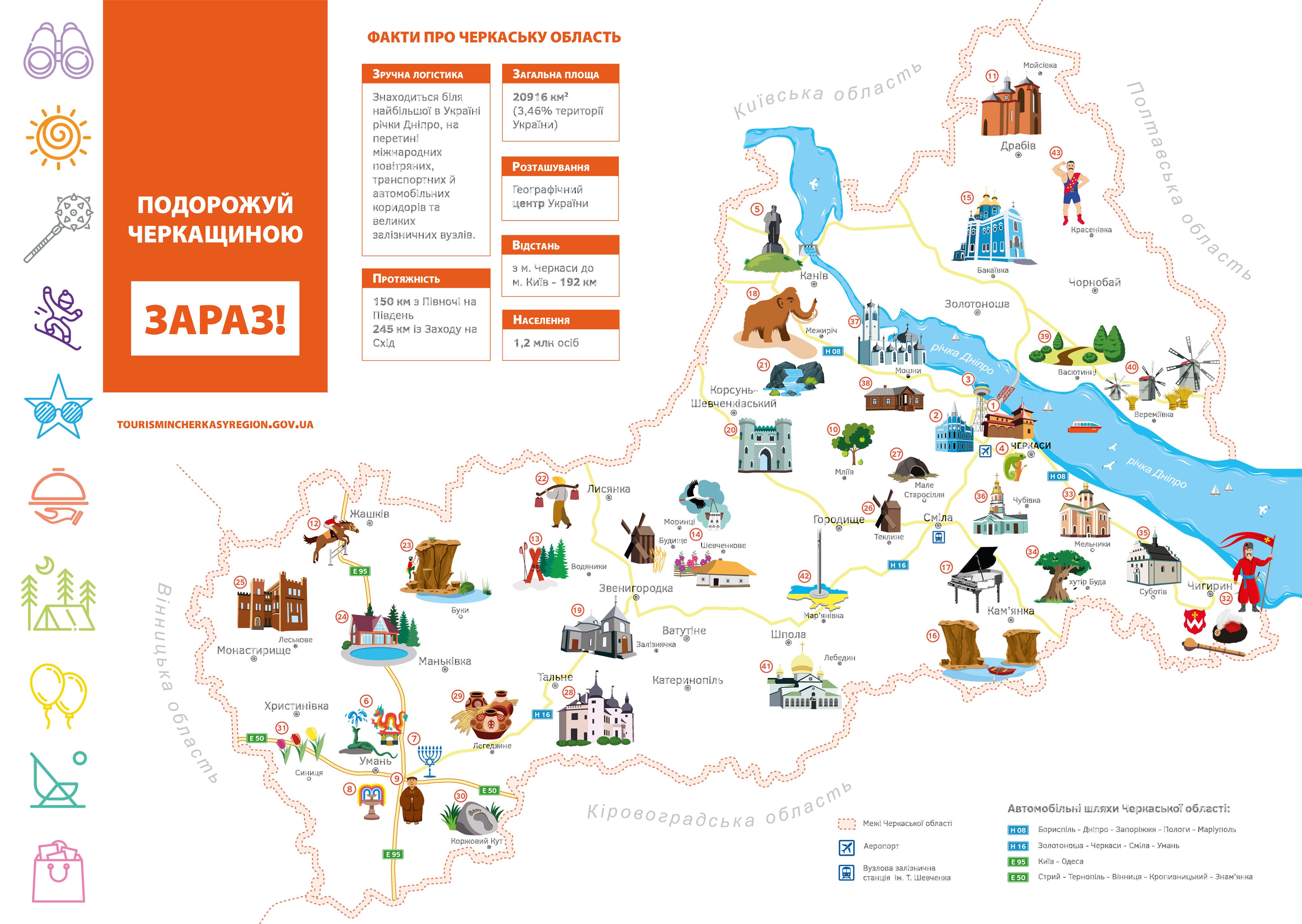 На Черкащині розробили туристичну карту