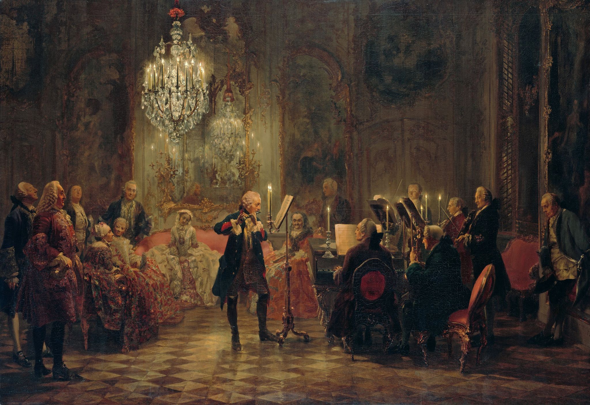 Адольф фон Менцель. «Флейтовий концерт у Сан-Сусі»  із зображенням Фрідріха Великого.