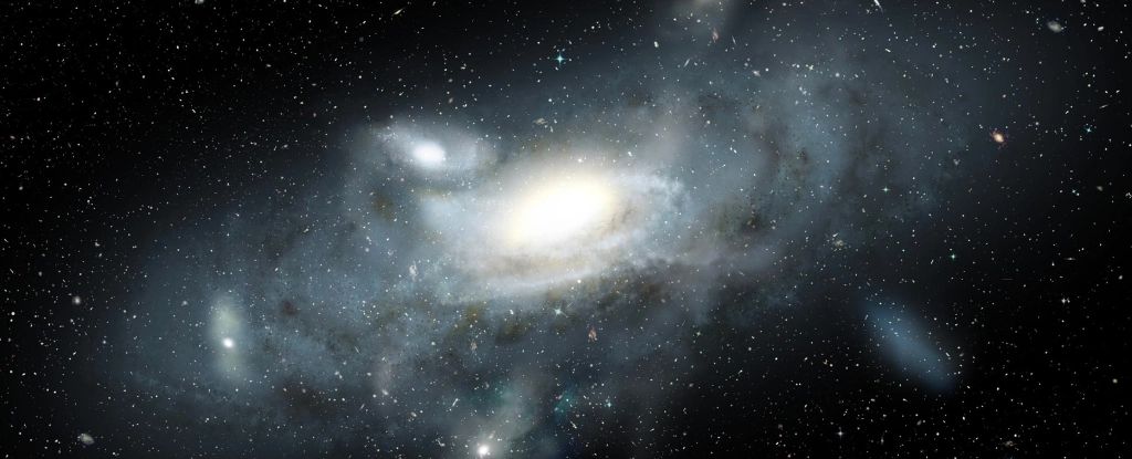 Враження художника про нашу галактику Чумацький Шлях у її молодості. Галактика Спарклер демонструє активність, подібну до новонародженого Чумацького Шляху. (Джеймс Джозефідес/Університет Свінберн/CC BY 4.0)