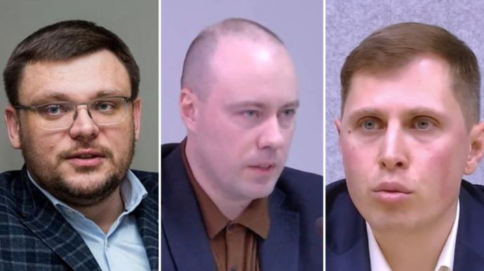 На фото: претенденти на посаду директора НАБУ Семен Кривонос, Сергій Гупяк та Роман Осипчук