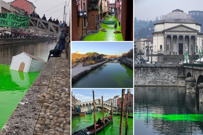 В містах Італії екоактивісти «озеленили» річки та канали