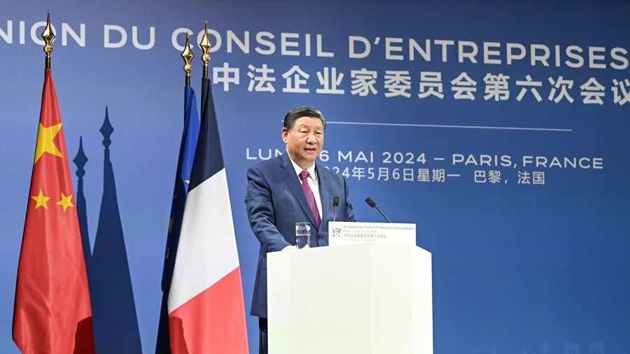 Сі Цзіньпін під час виступу в Парижі.
