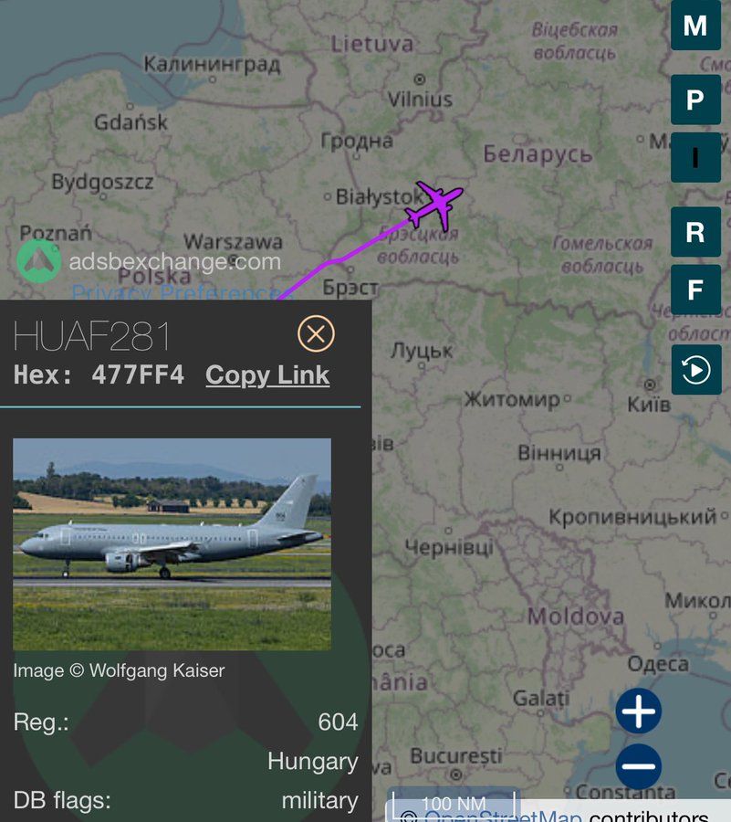 Маршрут літака Орбана.