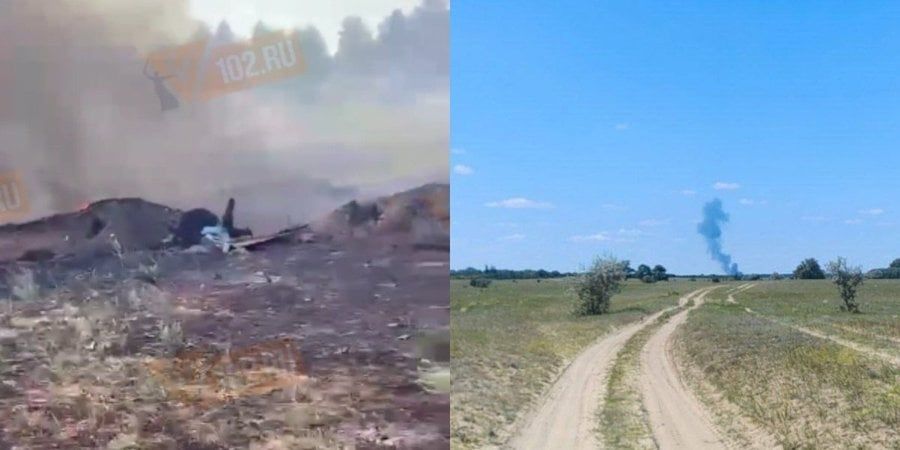 Міцеві мешканці публікують фото та відео з місця падіння російського винищувача.
