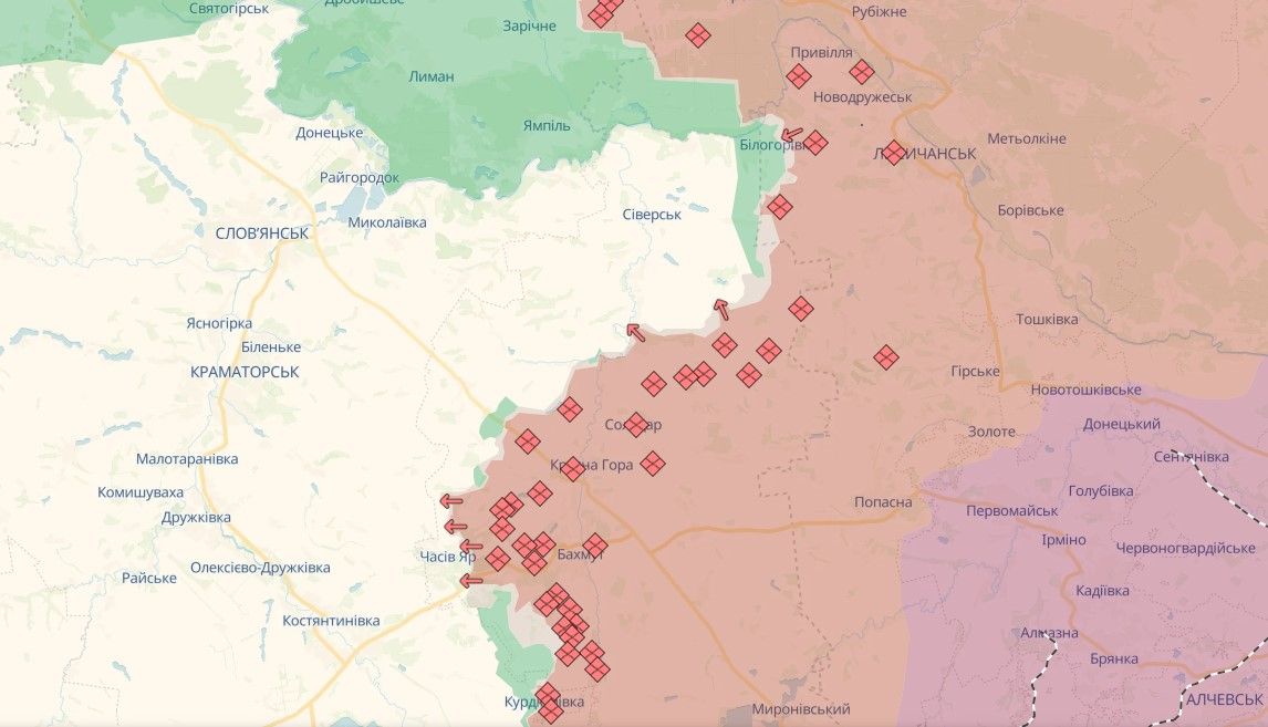 На Донеччині війська рф просунулися біля Вугледара і Часового Яру - DeepState