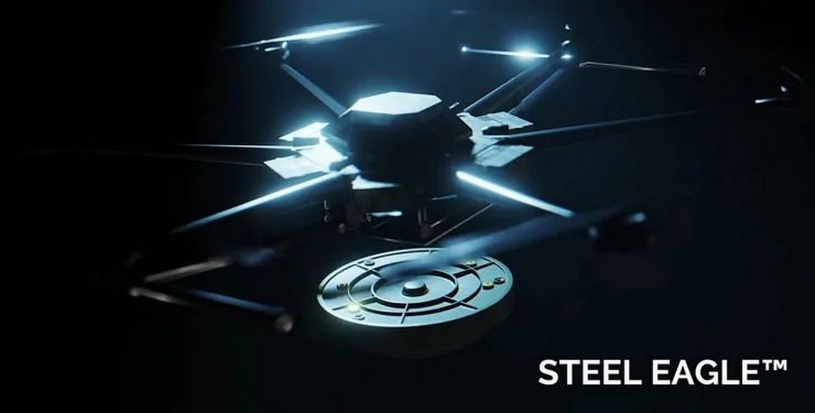 Фінський дрон Steel Eagle вибухає над позицією ворога, розкидаючи величезну кількість шрапнелі